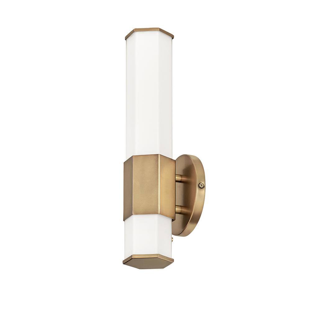 Heritage Brass Cylinder Wall Sconce with Etched Glass
