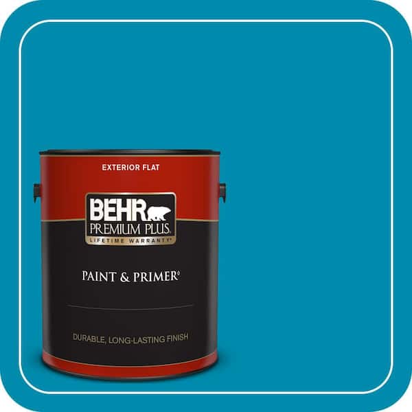 BEHR PREMIUM PLUS 1 gal. #530B-7 Riviera Paradise Flat Exterior Paint & Primer