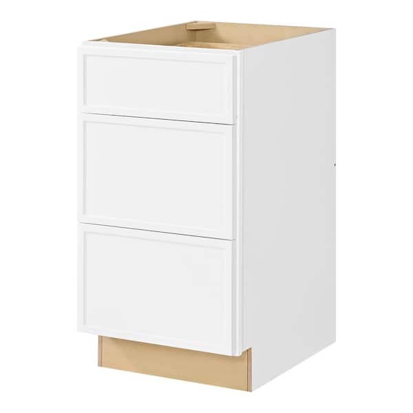 Leyton 18 in. Wx 24 in. D x 34.5 in. H Ready to Assemble Plywood Slim Shaker Drawer Base Kitchen Cabinet in Alpine White