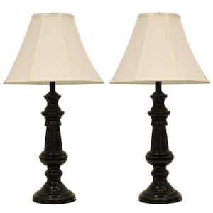 Touch Control 32 in. Bronze Table Lamp with Faux Silk Shade