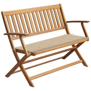 47.2 in. W 2-Person Brown Wood Folding Garden Outdoor Bench with Brown Cushion