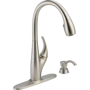 DeLuca Single-Handle Pull-Down Sprayer Kitchen Faucet with Soap Dispenser in Stainless