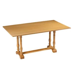 Edenderry 36 in. Rectangle Natural Brown Wood Top with Wood Frame (Seats 6)