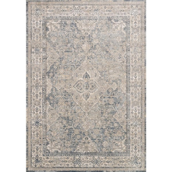 Loloi Teagan Sky/Natural 3 ft. 4 in. x 5 ft. 7 in. Traditional Area Rug