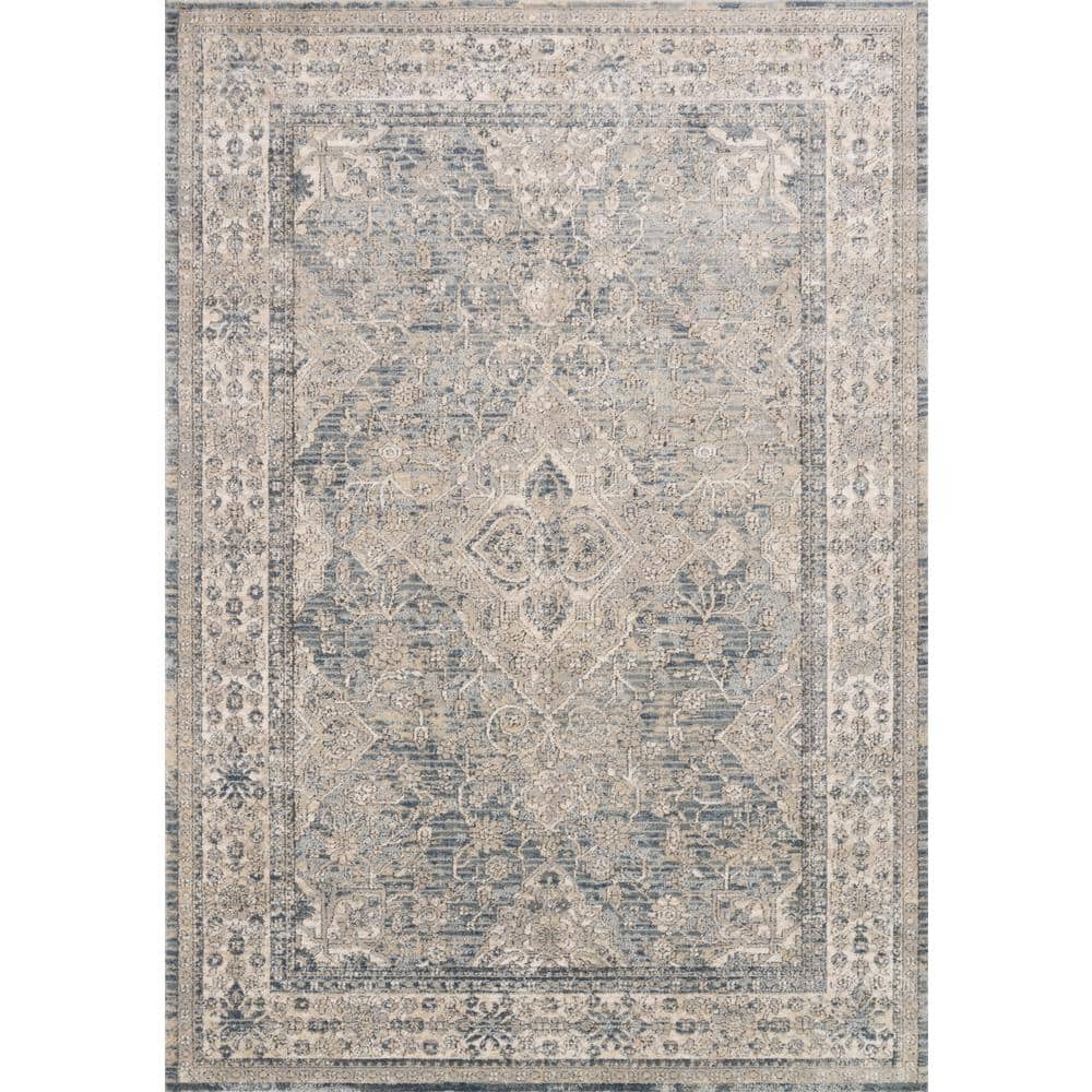 Reversible Oriental Blue Synthetic 32"x48" Stain-Resistant Rug