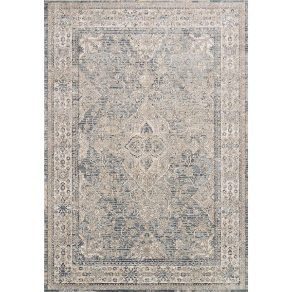 LOLOI II Teagan Sky/Natural 7 ft. 11 in. x 10 ft. 6 in. Traditional Area Rug