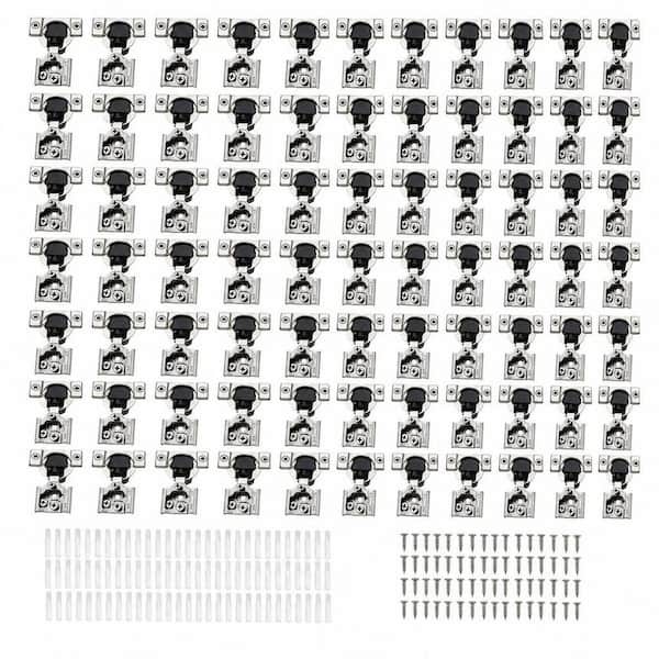 60-Pack Satin Nickel Soft Close Hinges for Kitchen Cabinets-Satin Nickel Hidden Concealed Hinge, Stainless Steel