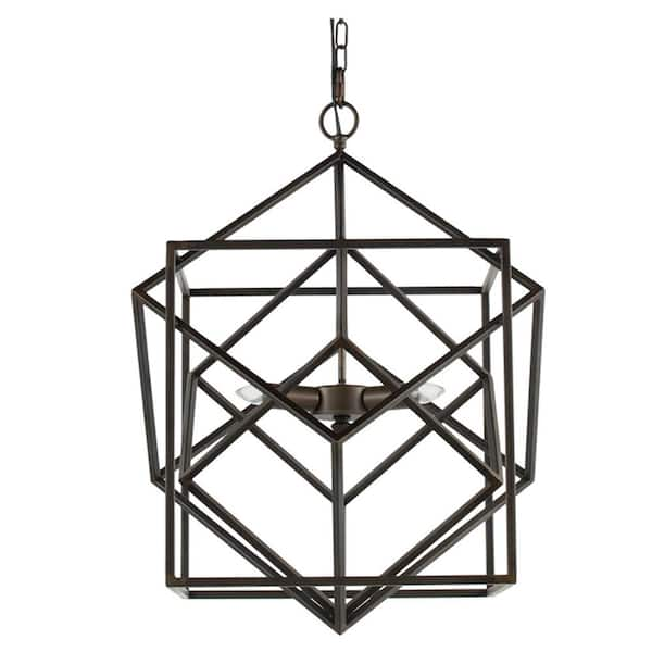 cenadinz 60-Watt 3-Light Black Metal Chandelier Hanging Light Fixture ...