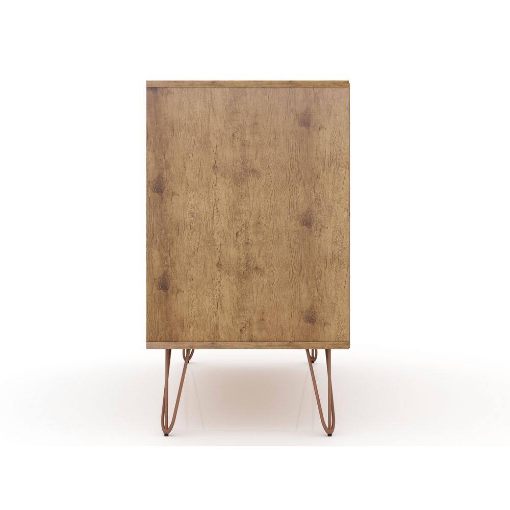 Nature and Rose Pink Mid-Century Night Table with Hairpin Legs