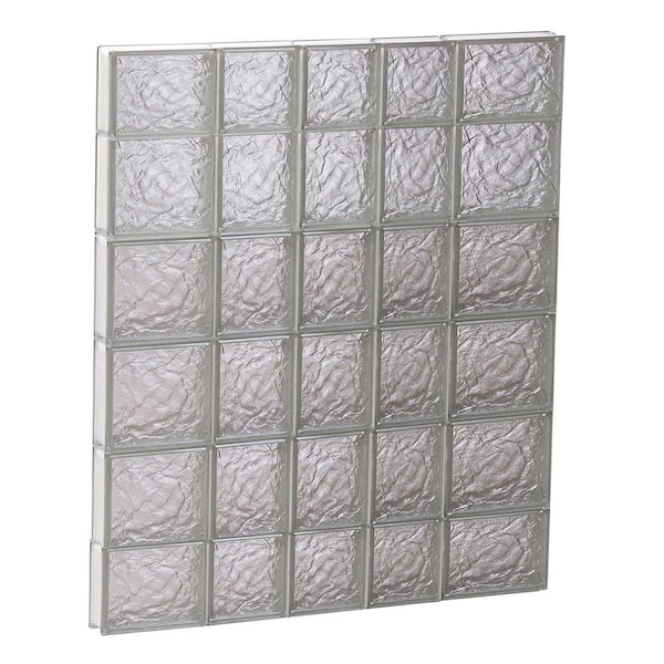 Clearly Secure 32.75 in. x 42.5 in. x 3.125 in. Frameless Ice Pattern Non-Vented Glass Block Window