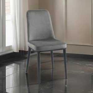 Gray and Black Velvet Metal Frame Dining Chair (Set of 2)