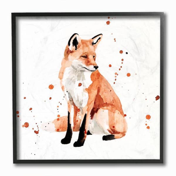 Stupell Industries "Sitting Fox Watercolor Orange Animal Painting" by Victoria Borges Framed Abstract Wall Art 12 in. x 12 in.