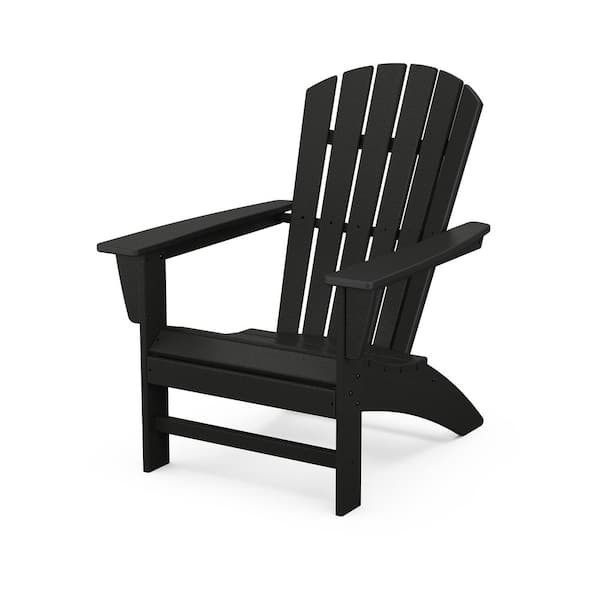 POLYWOOD Grant Park Traditional Curveback Black Plastic Outdoor Patio Adirondack Chair (Set of 1)