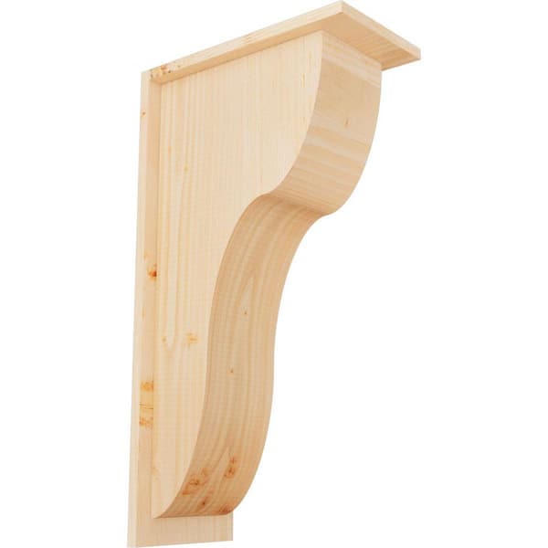 Ekena Millwork 7-1/2 in. x 14 in. x 26 in. Douglas Fir Carmel Smooth Corbel with Backplate
