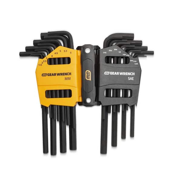 GEARWRENCH SAE & Metric Long Arm Hex Key Set with Caddies (26-Piece)