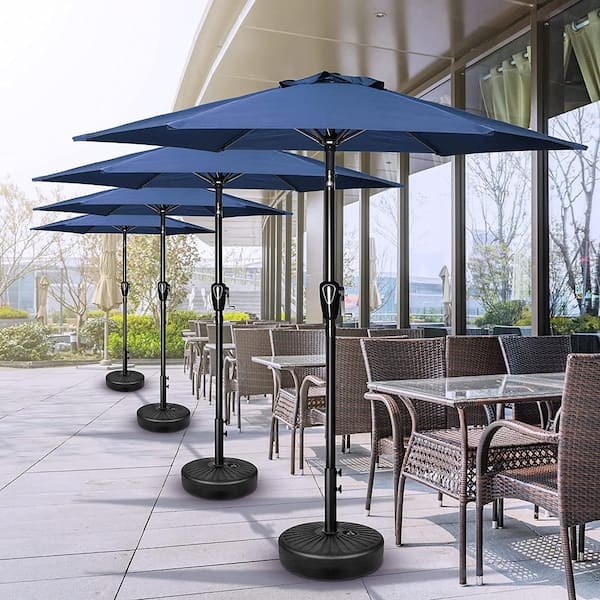 HOMEIBRO Simple Deluxe 7.5 ft. Patio Outdoor Table Market Yard Umbrella with Push Button Tilt/Crank in Blue