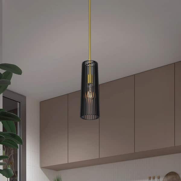 Artika Gatsby 40-Watt 1-Light Modern Black and Gold Cage Hanging