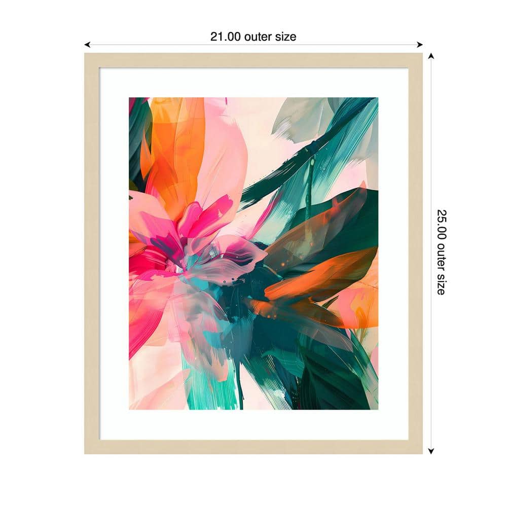 Walker Noble Jumble Jungle Abstract Floral Framed Wall Art, 21"x25", Svelte Natural