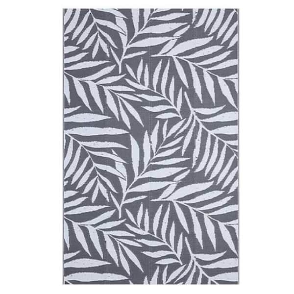 Unbranded Reversible Outdoor Rug 5x8 ft, Waterproof Plastic Straw Rug with Leaf Pattern for Patio, Camping, Deck, Backyard