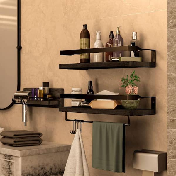 Designo Matte Black Floating Bathroom Shelf 1200 - LUSSO