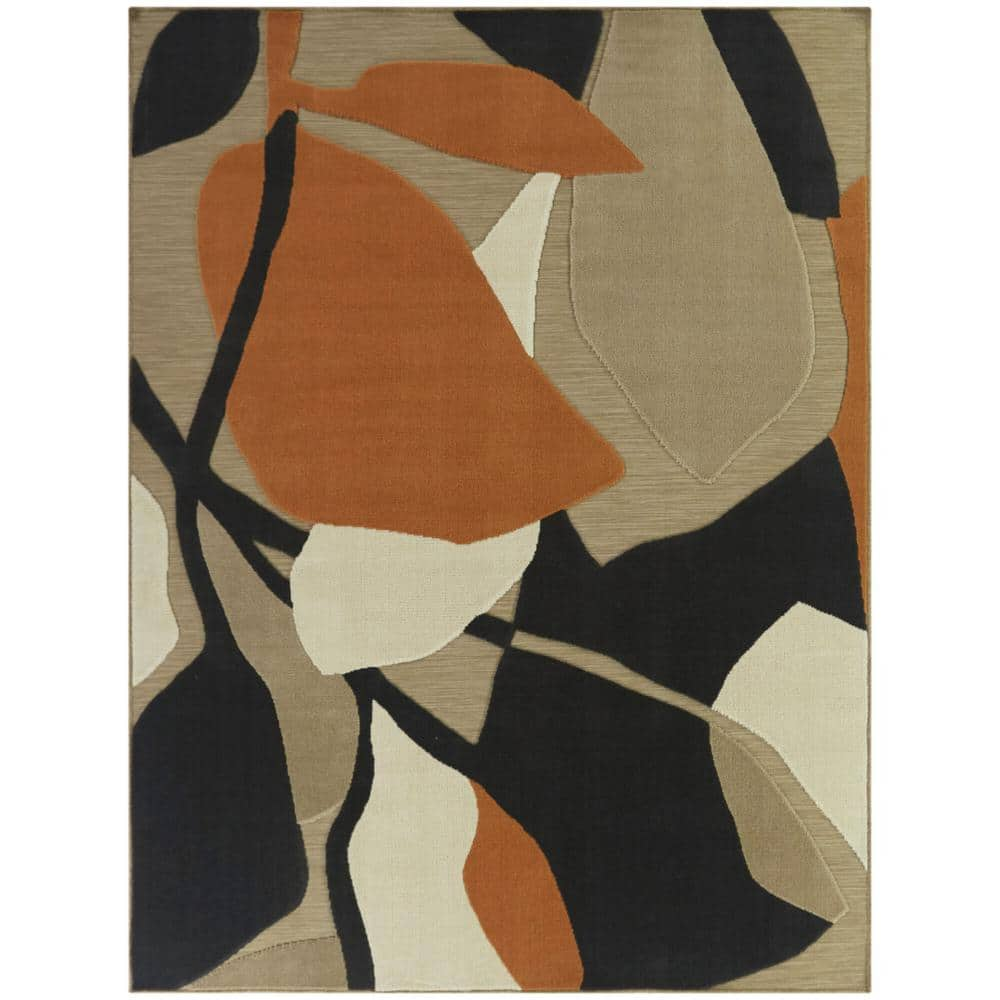 Edson Orange 7 ft. 10 in. x 10 ft. Abstract Indoor/Outdoor Area Rug