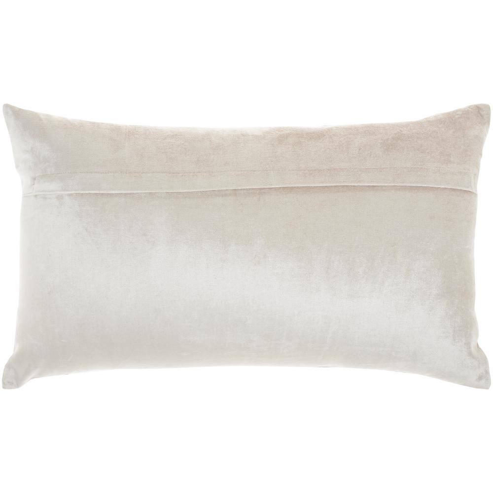 Beige Velvet Lumbar Pillow with Beaded Stripes 12" x 21"