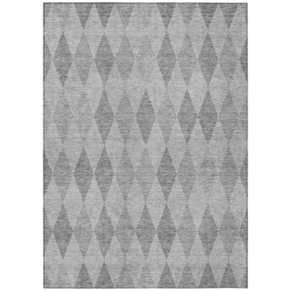 Denim Blue 10 ft. x 14 ft. Woven Geometric Rectangle Indoor/Outdoor Area Rug