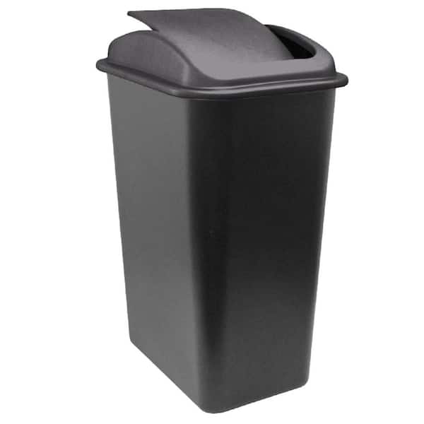 United Solutions 41 Qt. Black Wastebasket with Universal Lid