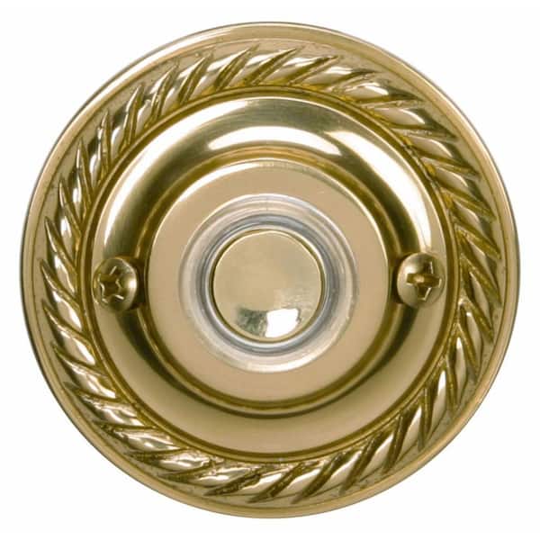 Heath Zenith Wired Polished Brass Finish Round Push Button