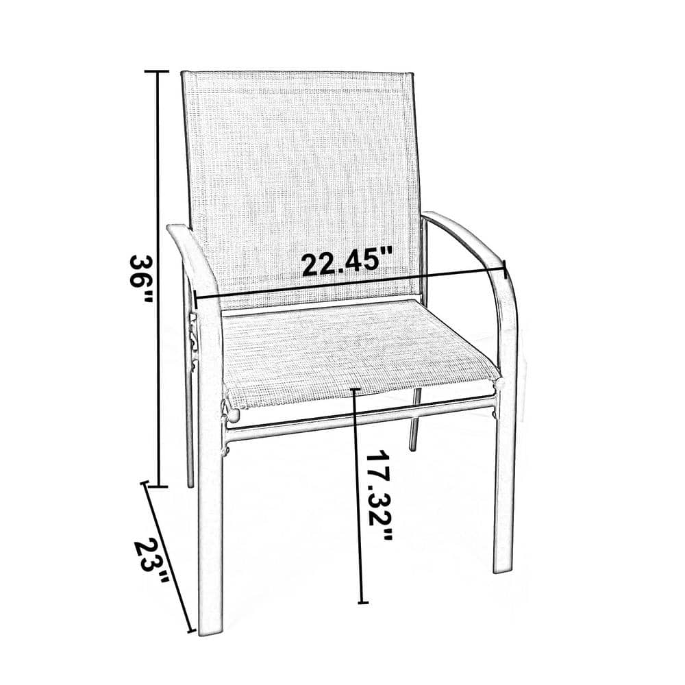 Blue Ergonomic Steel Patio Dining Armchairs Set