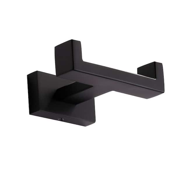 AVITAS Wall Mounted J-Hook Double Robe/Towel Hook Bath Hardware Accessory in Matte Black