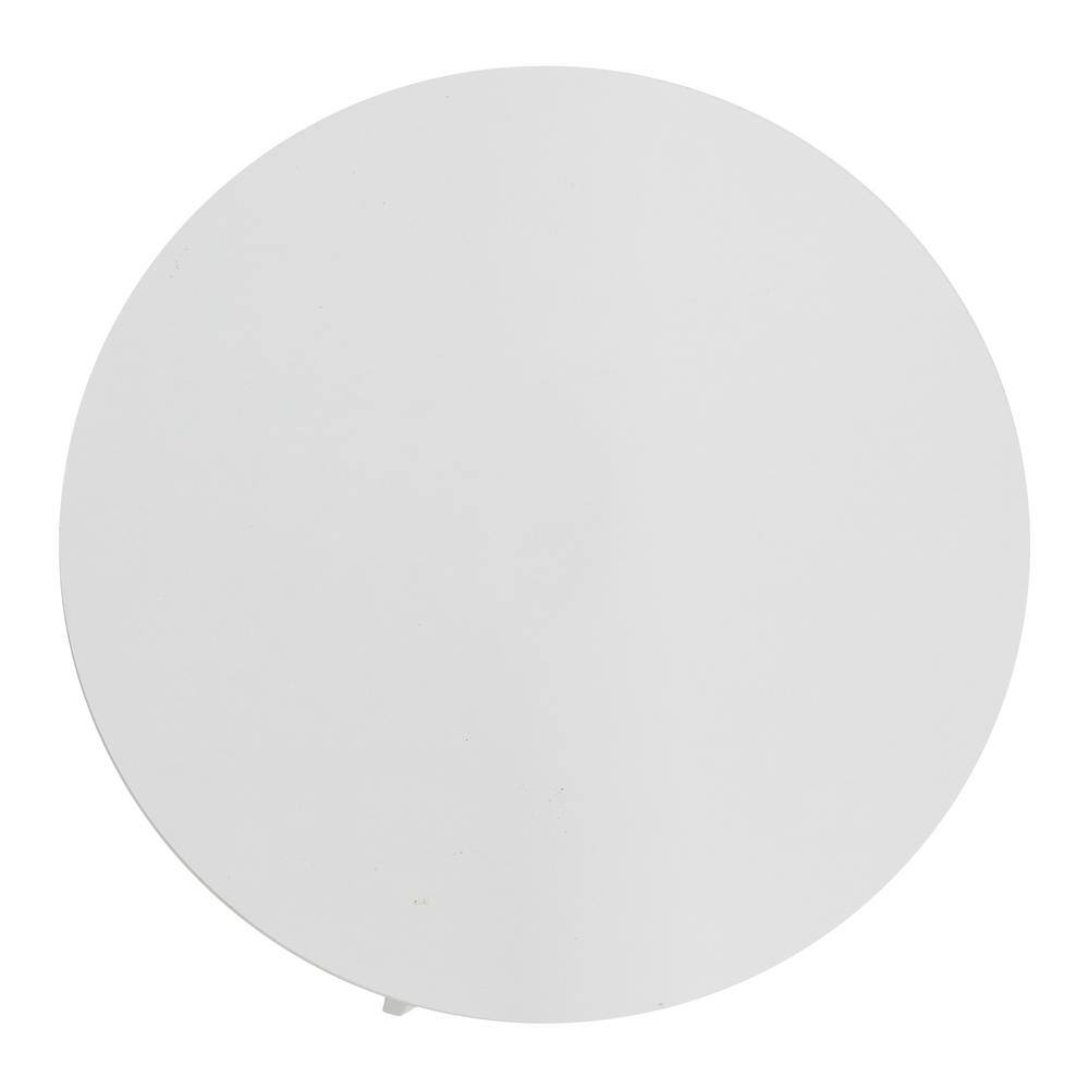 White Round Minimalist End Table with Metal Frame and Shelf