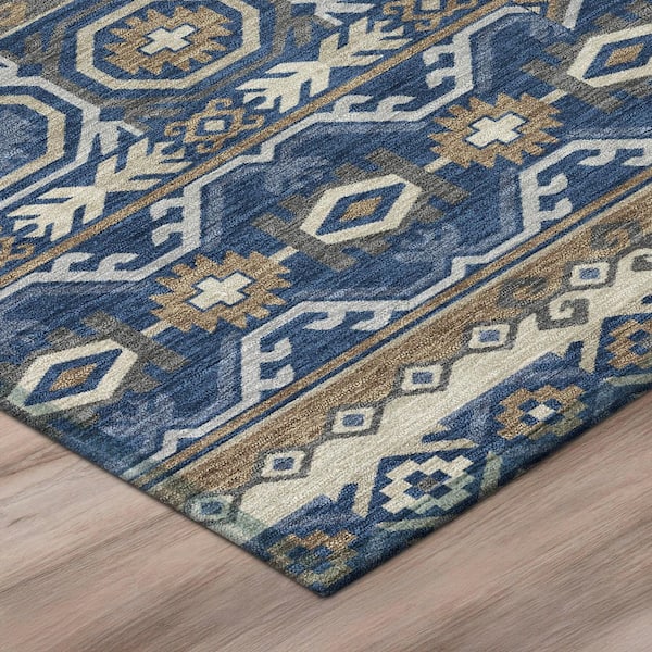 Chantille Machine Washable Indoor/Outdoor Abstract ACN3157 Navy 2 ft. x 3 ft. Accent Rug