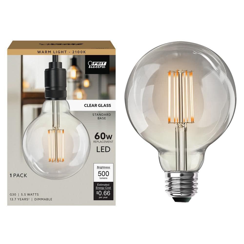 Feit Electric 60-Watt Equivalent G30 Dimmable Cage Filament Clear