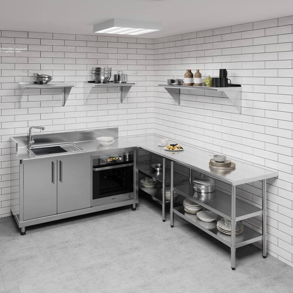 48" Stainless Steel Wall Shelf with Brackets