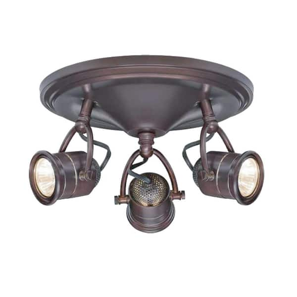 Hampton Bay 3-Light Antique Bronze Round-Base Pinhole Ceiling