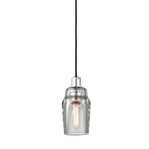 Citizen 1-Light Graphite and Polished Nickel Mini Pendant with Clear Pressed Glass Shade