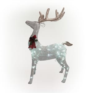 50 in. H Mesh Holiday Reindeer Lawn Decoration with Cool White Lights