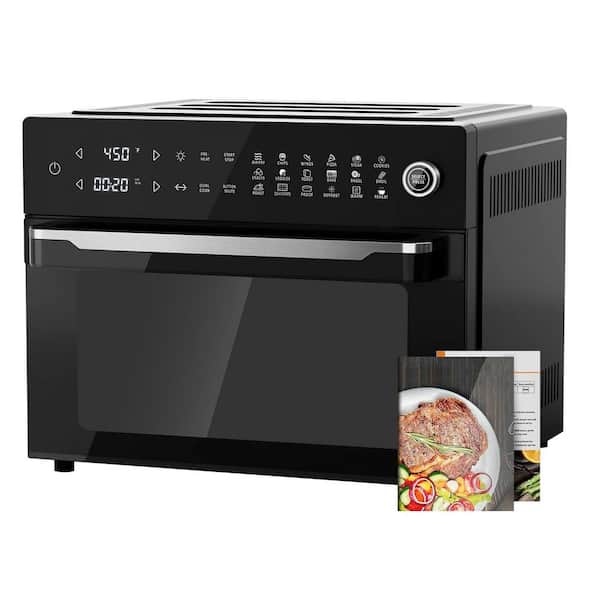32-Quart Black Large Air Fryer Oven with Rotisserie, Dehydrator, 19-In-1 Digital Features, Fits 13" Pizza