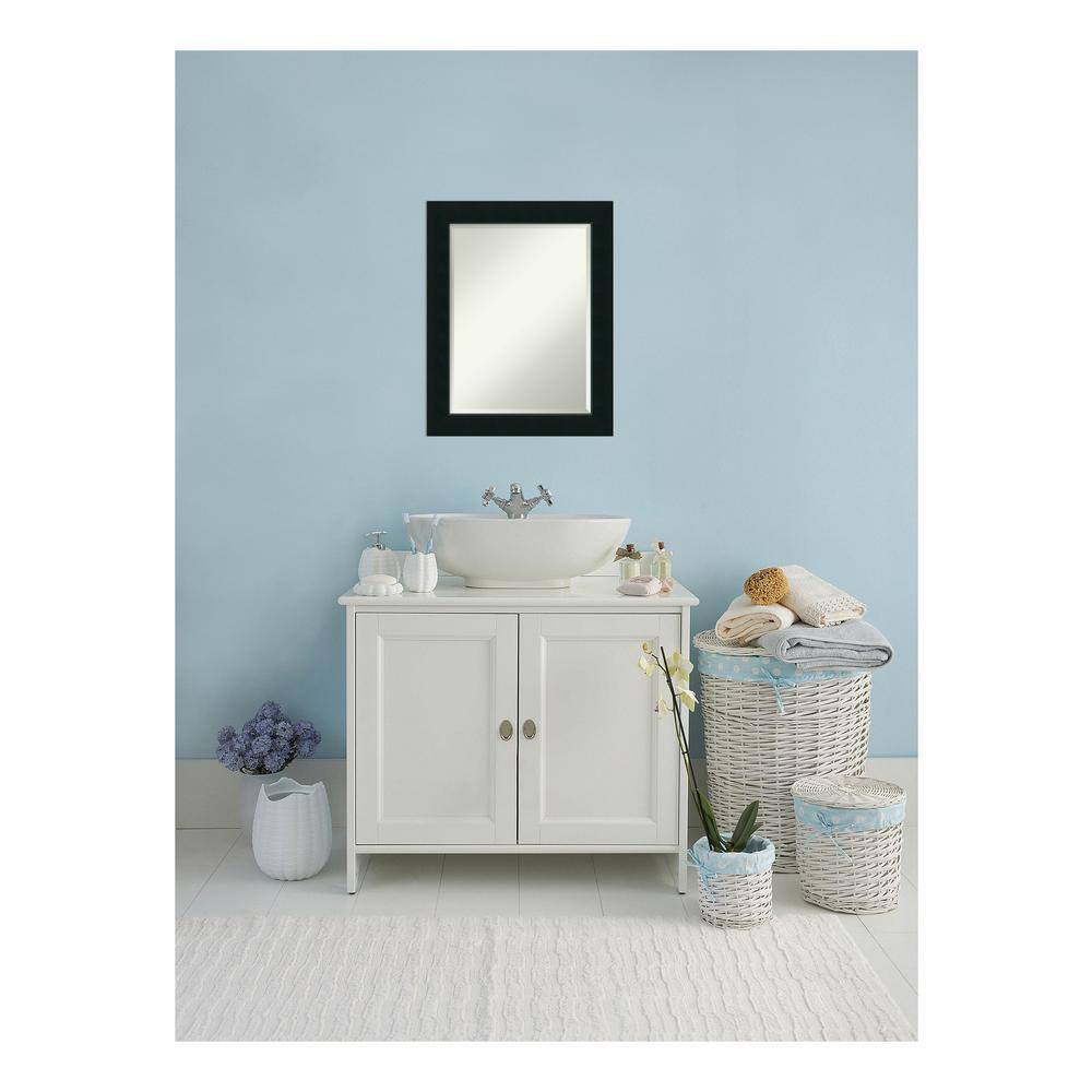Corvino Black Beveled Wood Bathroom Wall Mirror 23 x 29 in