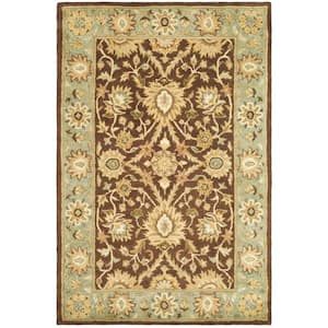 Antiquity Chocolate/Blue 4 ft. x 6 ft. Border Area Rug