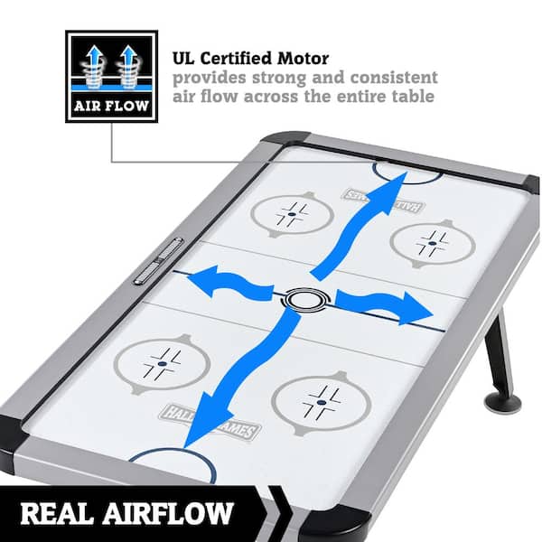 HALL OF GAMES Arctic Rush 7' Air Powered Hockey Table With Pusher