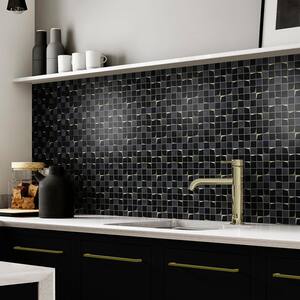 Hotel Luxe Black 11.81 in. x 11.81 in. Square Joint Polished/Matte Marble and Glass Wall Mosaic Tile (9.69 sq. ft./Case)