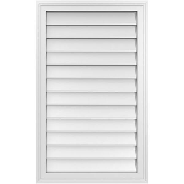 Ekena Millwork 22 in. x 36 in. Vertical Surface Mount PVC Gable Vent: Decorative with Brickmould Frame
