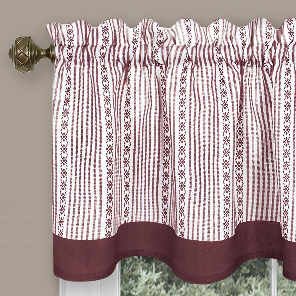 Burgundy Polyester Rod Pocket Kitchen Tier and Valance Set