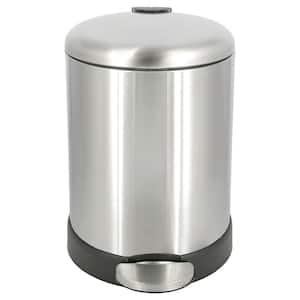 1.2 Gal. Round Stainless Steel Trash Can with Soft Close Lid & Step Foot Pedal, Removable Inner Bucket for Bathroom