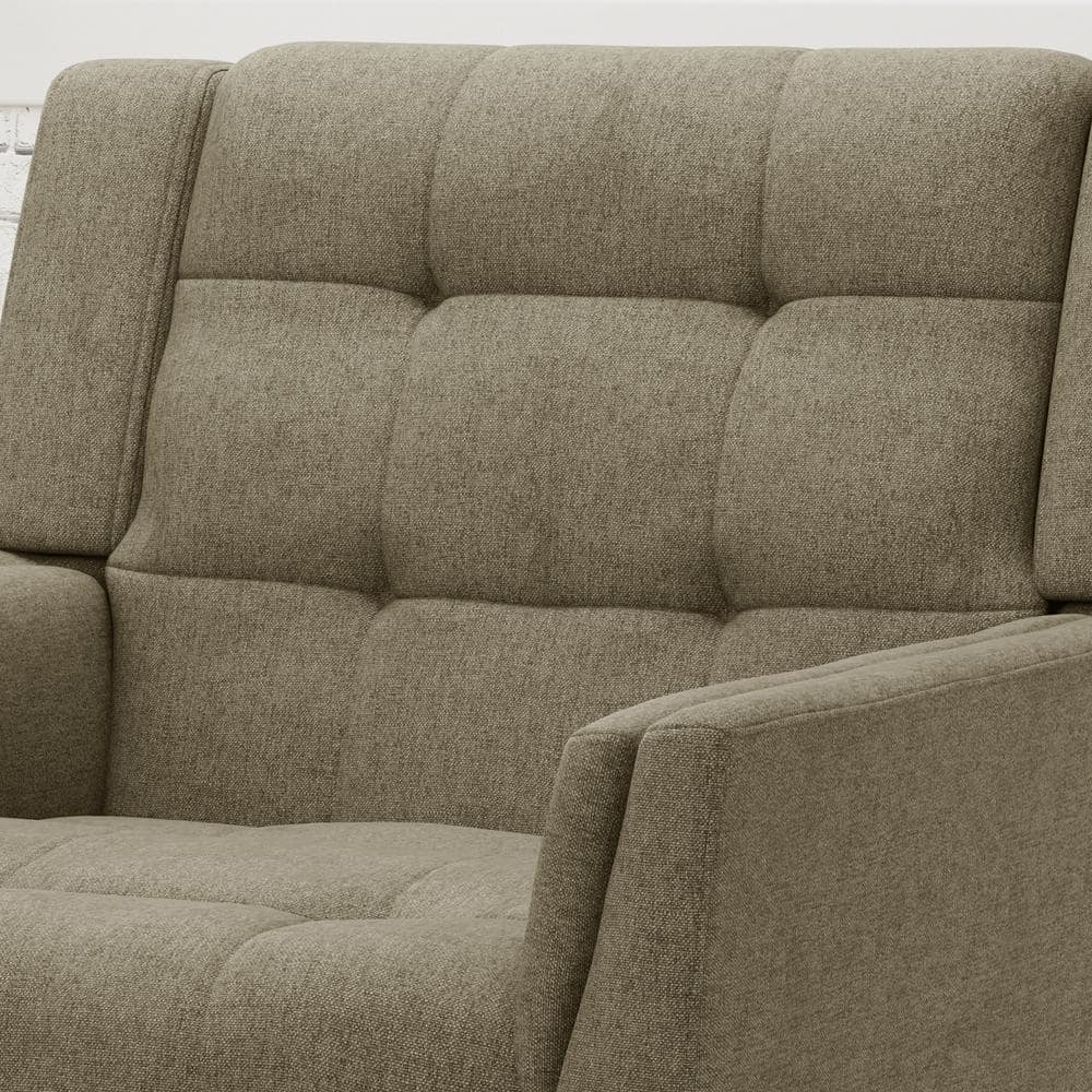 Mocha Modern Handcrafted Wood Accent Chair with Tufted Detail