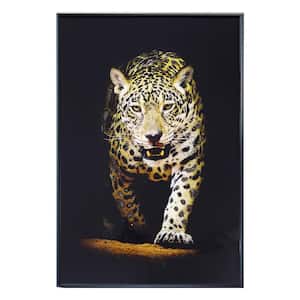 "Strong Leopard" Glass Framed Wall Art Print 24 in. x 18 in.
