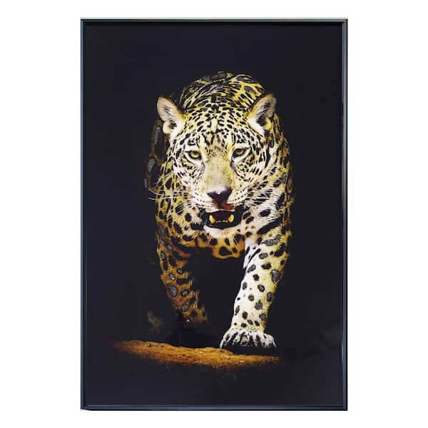 Unbranded "Strong Leopard" Glass Framed Wall Art Print 24 in. x 18 in.