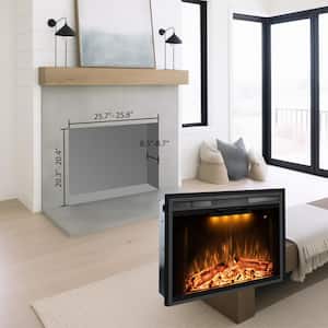 28 in. Electric with Glass Door, Multi-Color Flames, Log Speaker Fireplace Insert